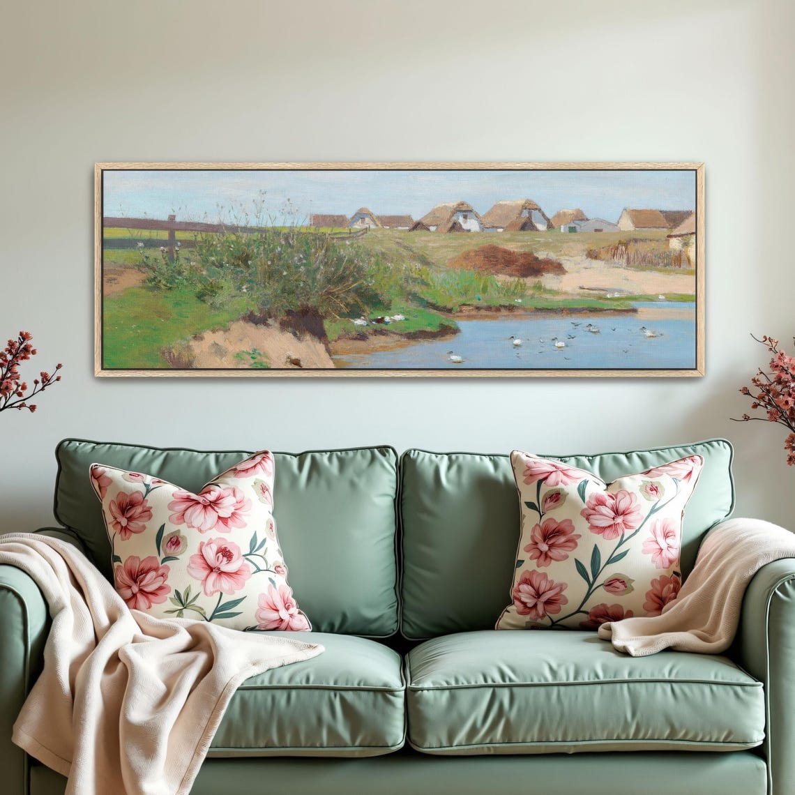 Village Cottages Along a Quiet River With Swimming Ducks Poster - Image 5