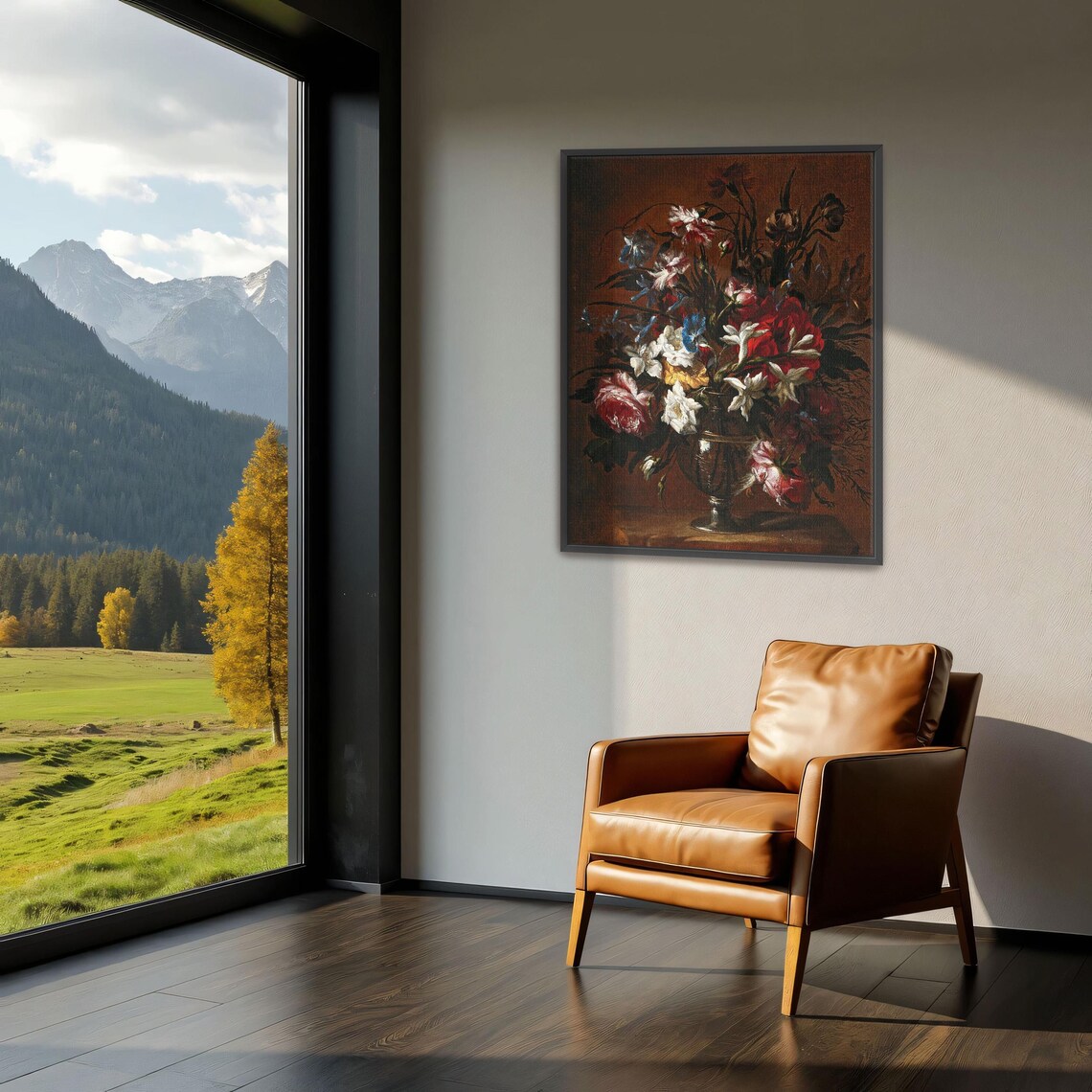 Baroque Still Life Bouquet Of Roses In A Glass Footed Urn Poster - Image 3