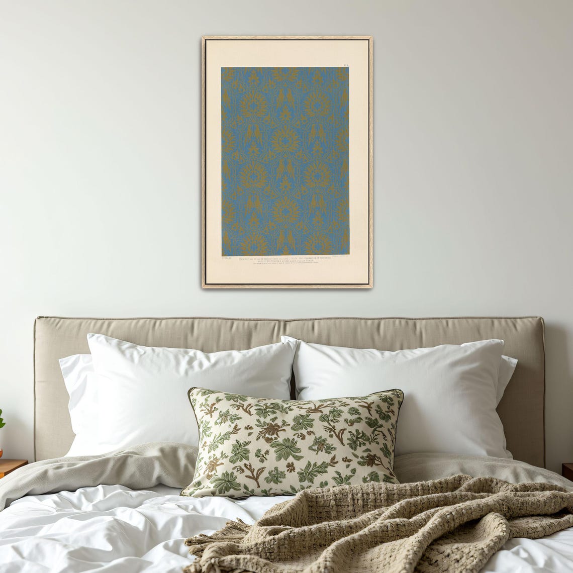 Large Framed Print Of Gold Floral Pattern On Blue Background Pattern Wall Art Blue And Gold Entryway Artwork Geometric Art - Image 4