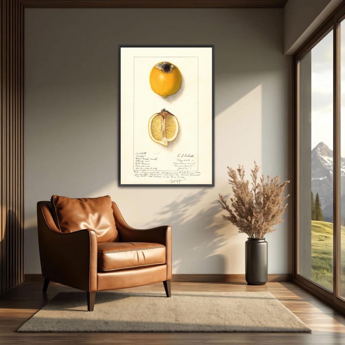 Victorian Lemon Watercolor Study Whole And Halved Fruit Poster - Image 3