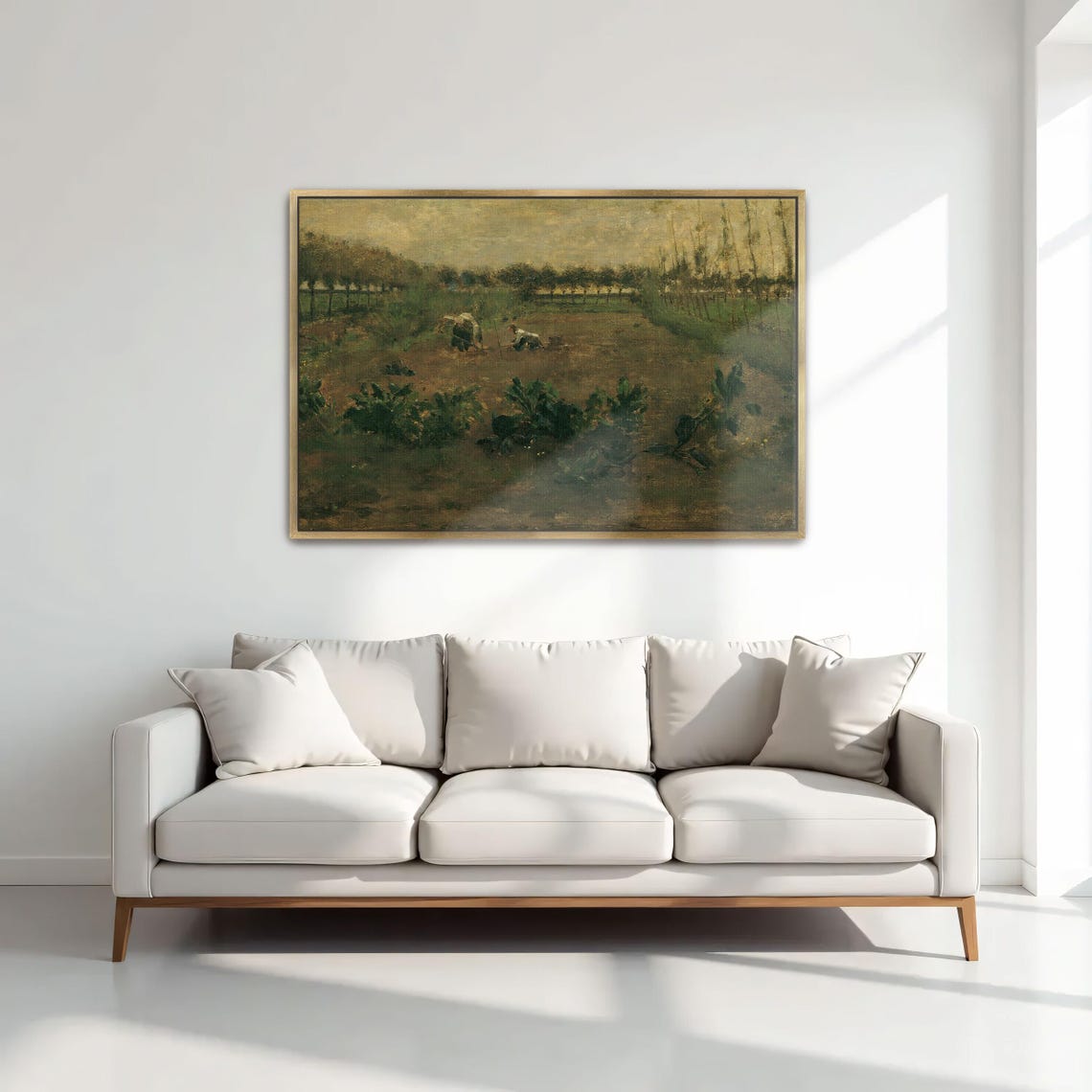 Two Figures Working Field Harvest Rural Landscape Art Poster