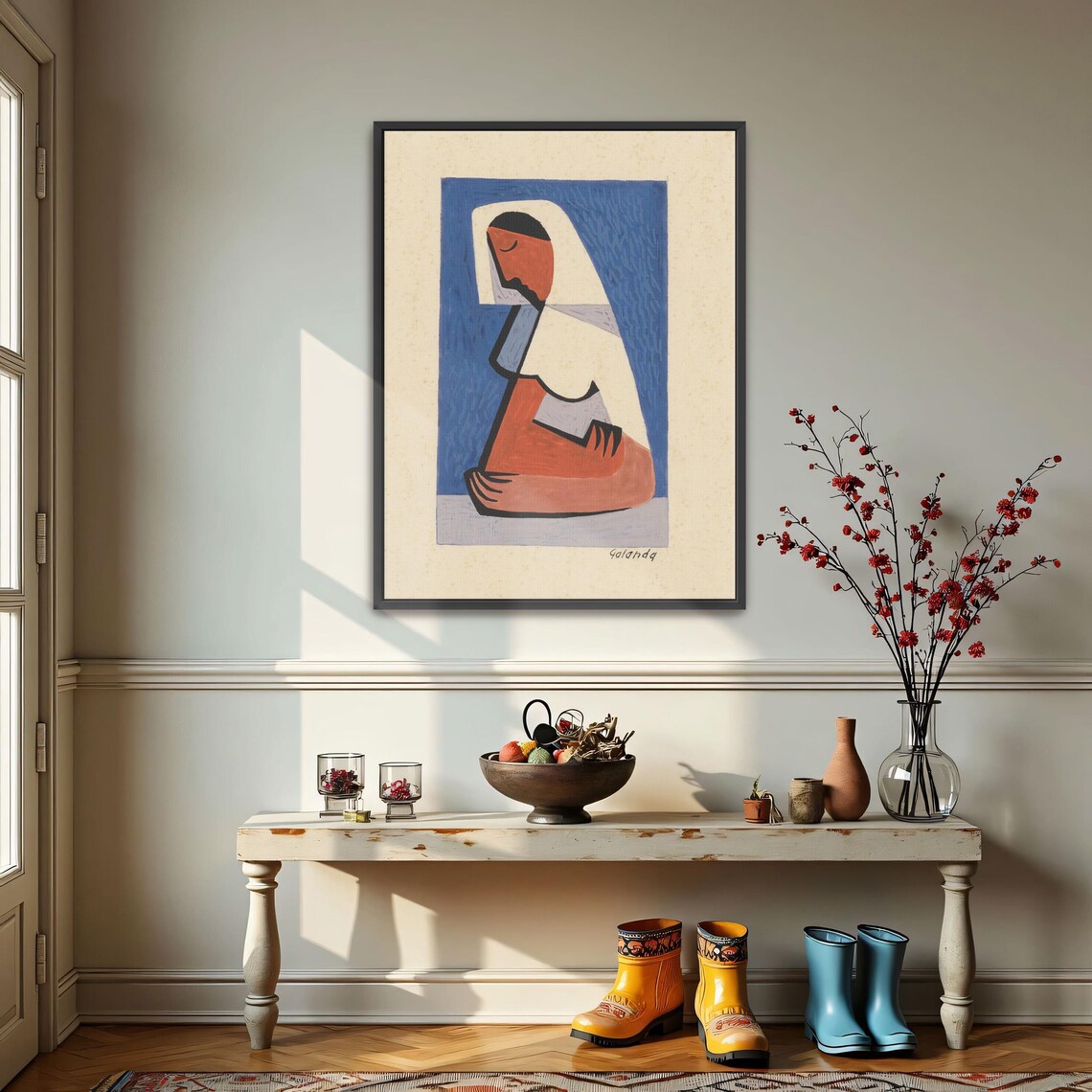 Mikuláš Galanda Seated Woman at Table Abstract Modernist Portrait Poster - Image 3