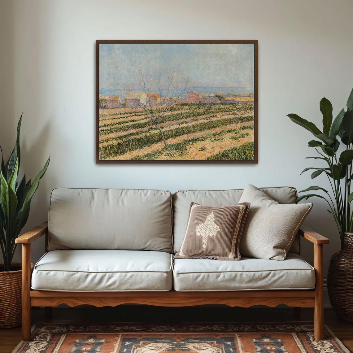 Vineyard Field Rows with a Lone Tree Countryside Landscape Poster - Image 6