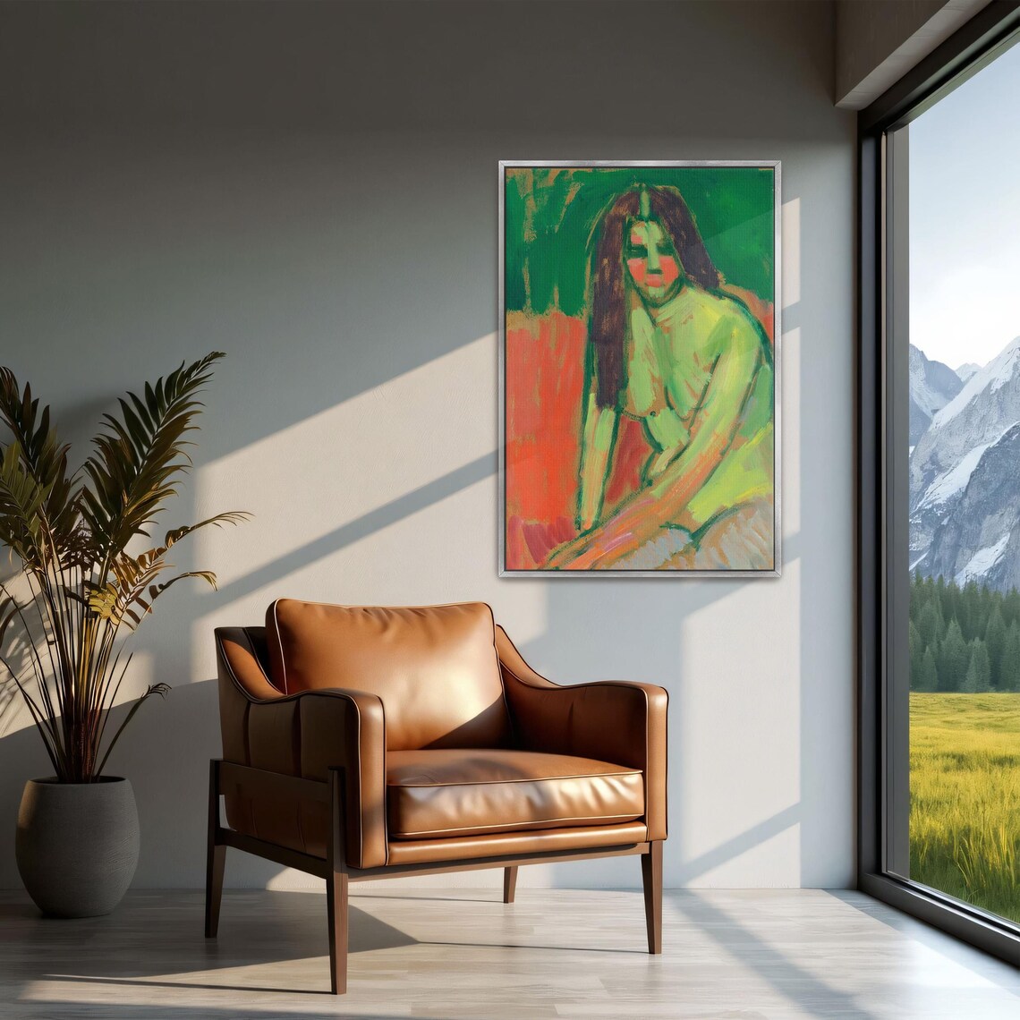 Expressionist Portrait Of Seated Woman With Dark Hair Poster - Image 2