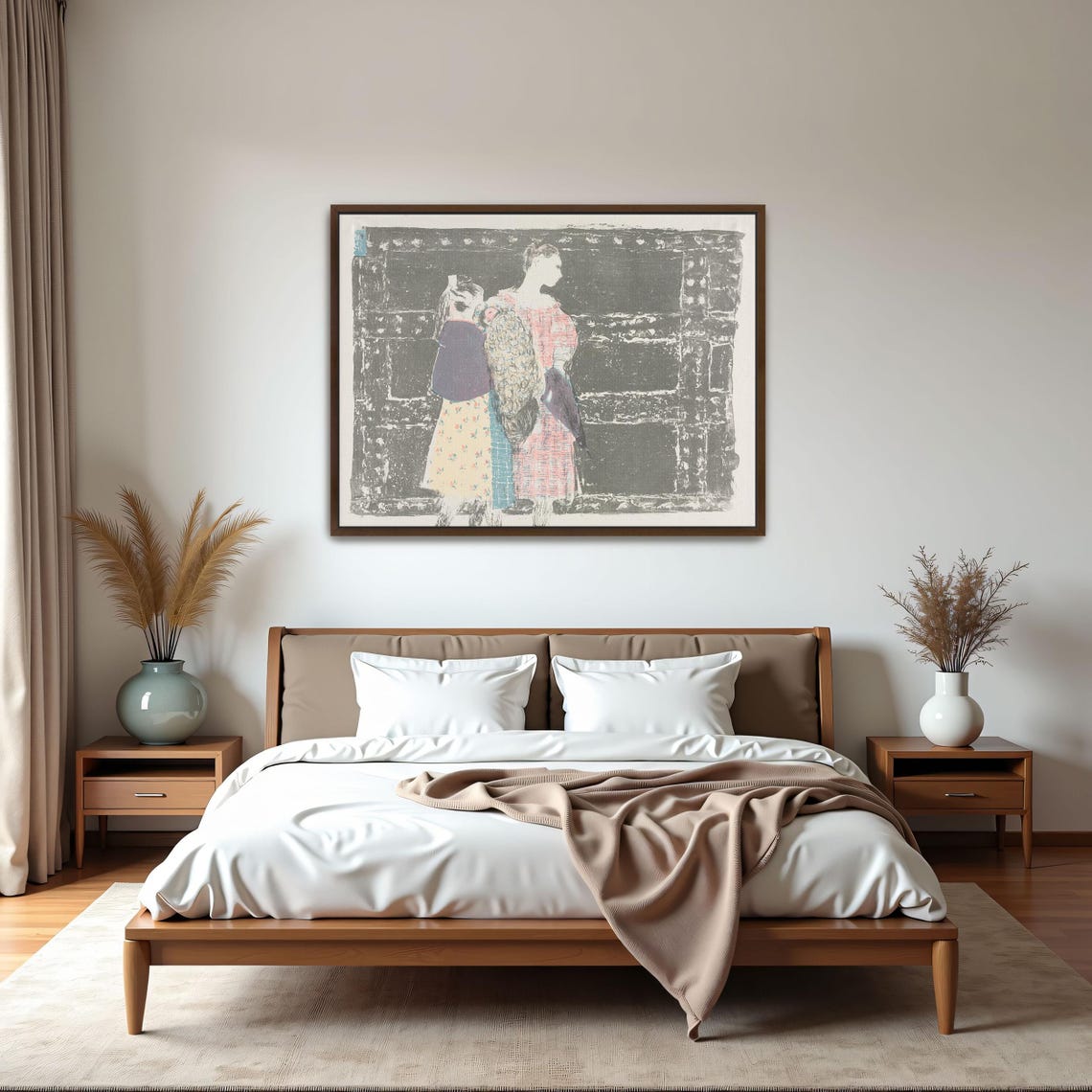 Art Nouveau Women In Patterned Dresses Before A Dark Wall Poster - Image 5