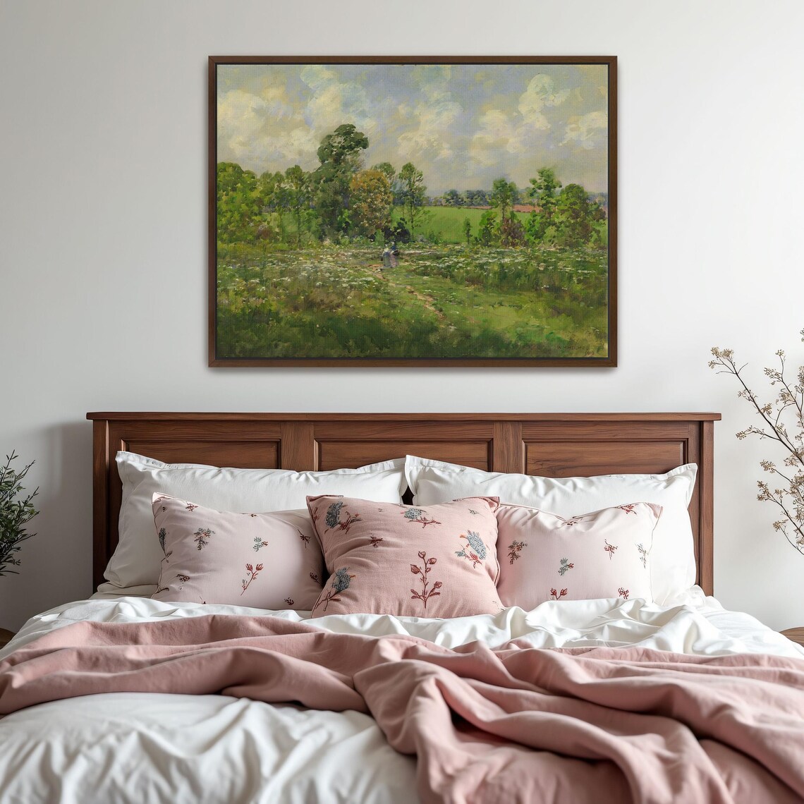 Summer Meadow Walk With White Wildflowers Impressionist Landscape Poster - Image 5