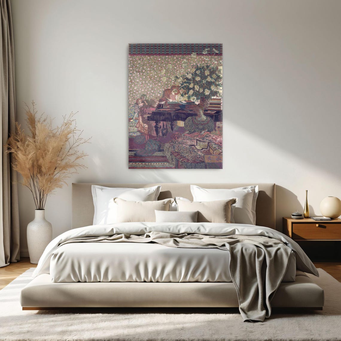 Women at Piano With Flowers Vintage Tapestry Style Interior Poster - Image 2