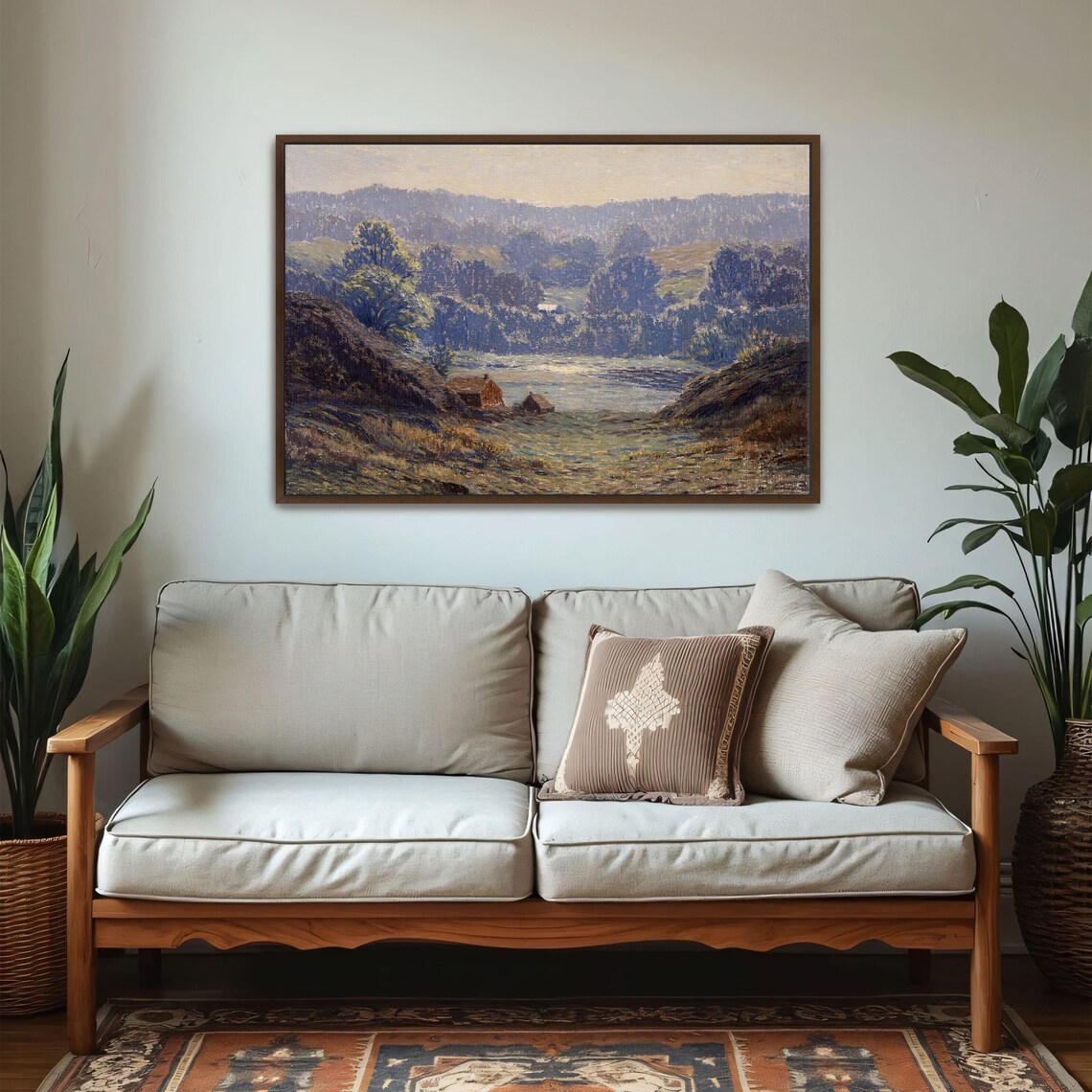 Riverside Cottage Wooded Valley Pastoral Landscape Art Poster - Image 6