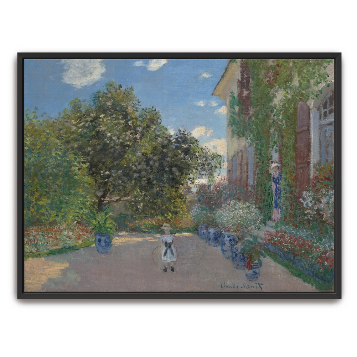 Claude Monet Young Girl With Hoop In A Flower Garden Scene Poster