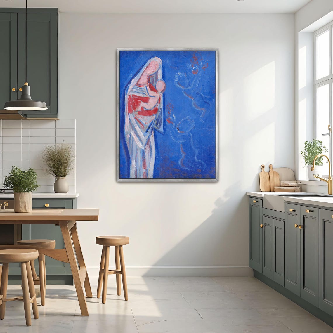 Mikuláš Galanda Madonna and Child with Angels Deep Blue Poster - Image 2