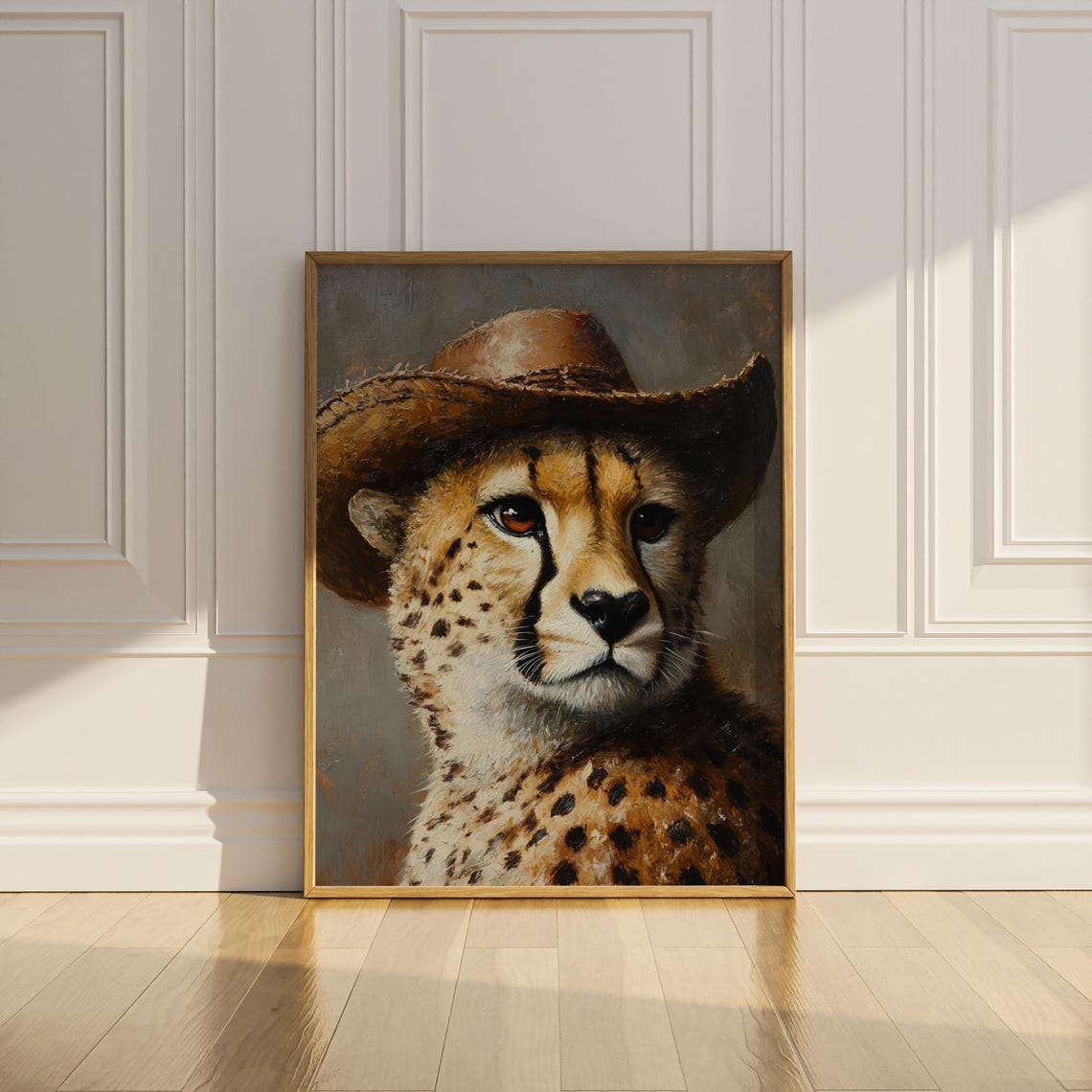 Cheetah Cowboy Hat Print Poster Funny Leopard Wall Art Vintage Oil Painting Wall Decor Western Wild Cat Animal Lover Cowgirl Matte Poster - Image 3
