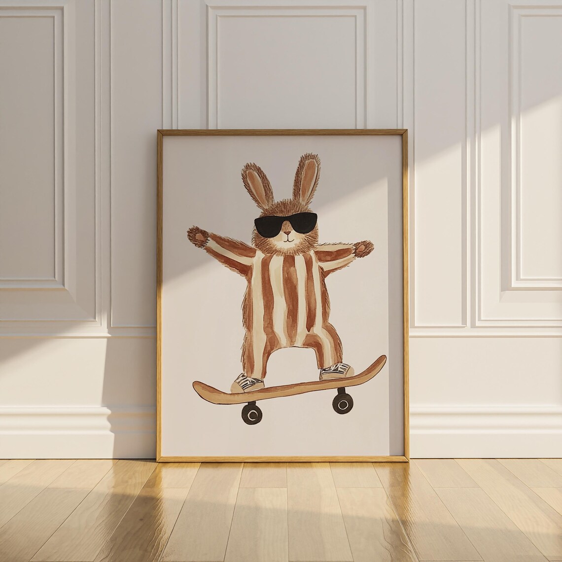 Bunny Skateboard Vintage Nursery Poster Print - Image 3