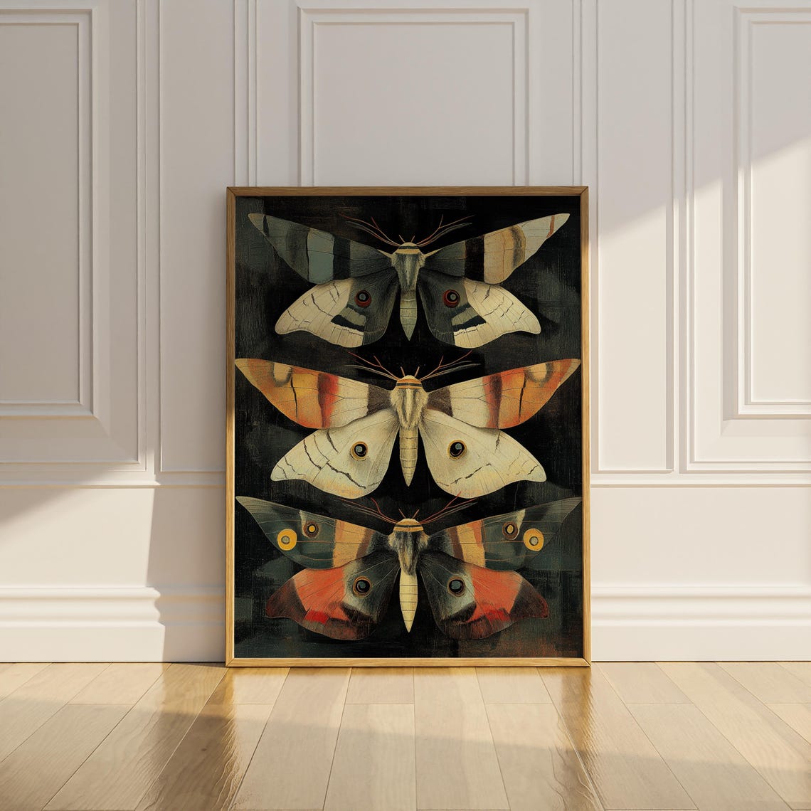 Vintage Moth Trio Entomology Specimen Gothic Dark Academia Poster - Image 3