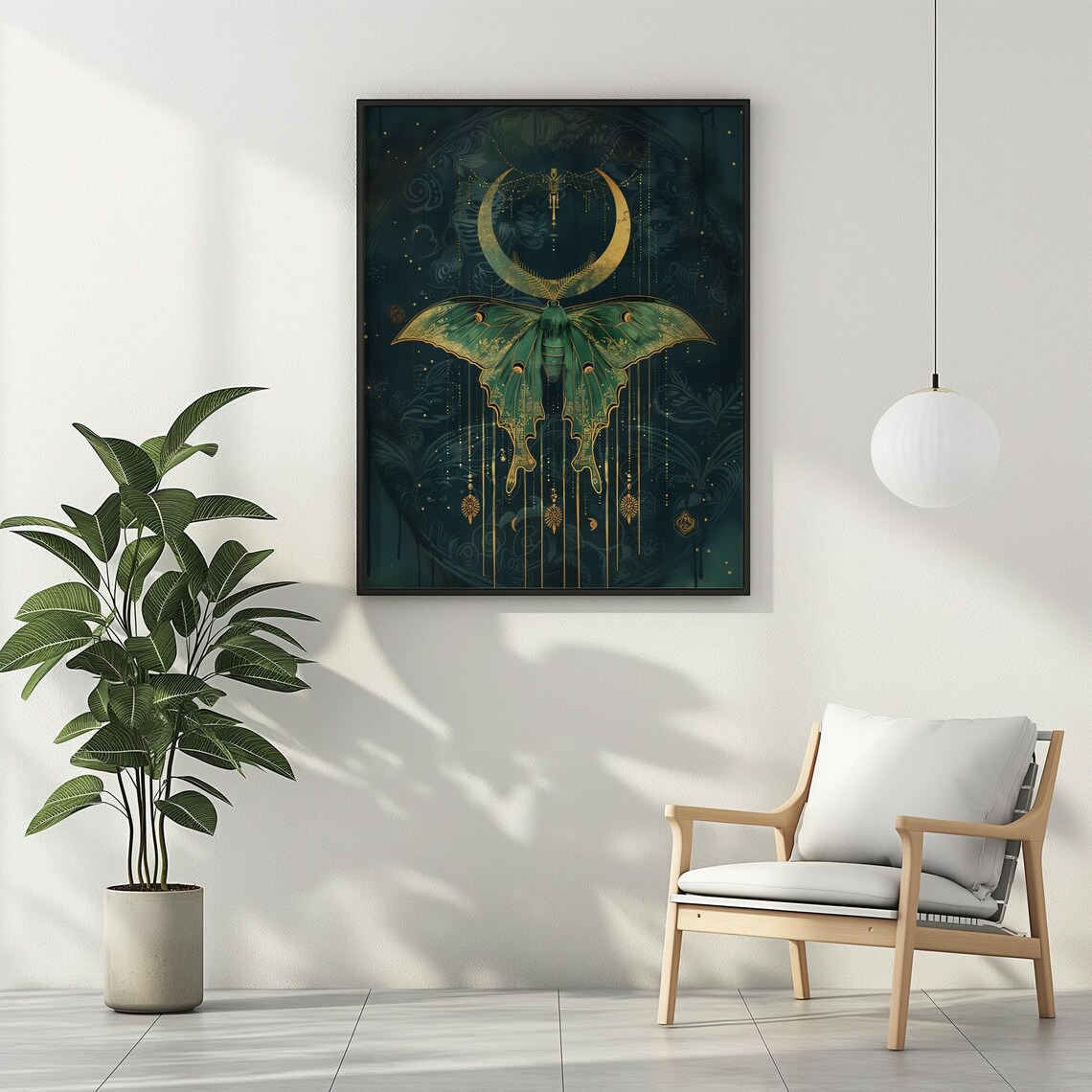 Luna Moth Art Print, Cottagecore Witchy Decor - Image 3