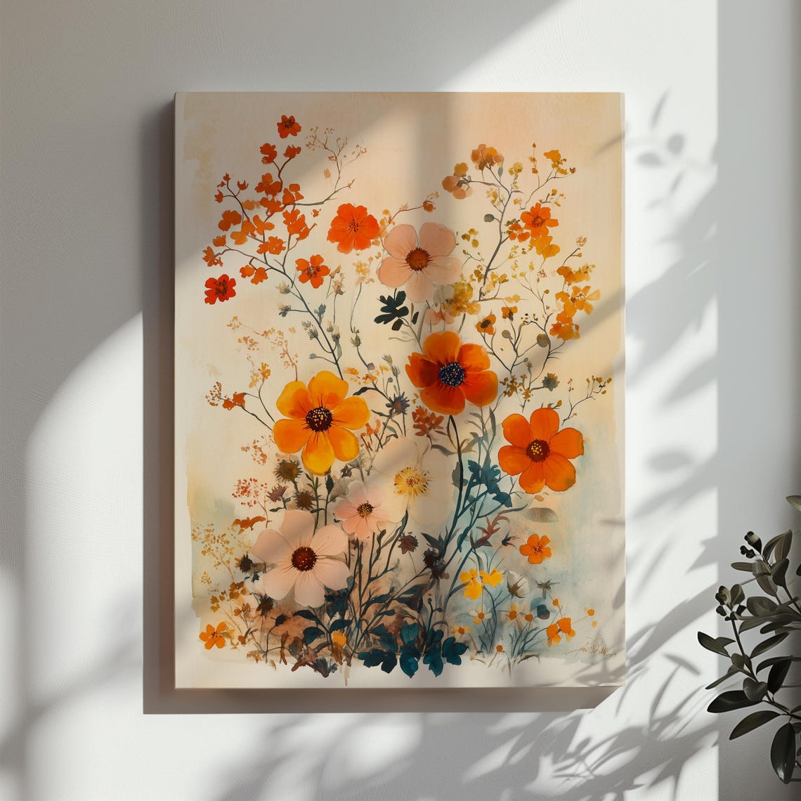 Autumn Wildflower Garden Watercolor Warm Botanical Wall Poster - Image 3