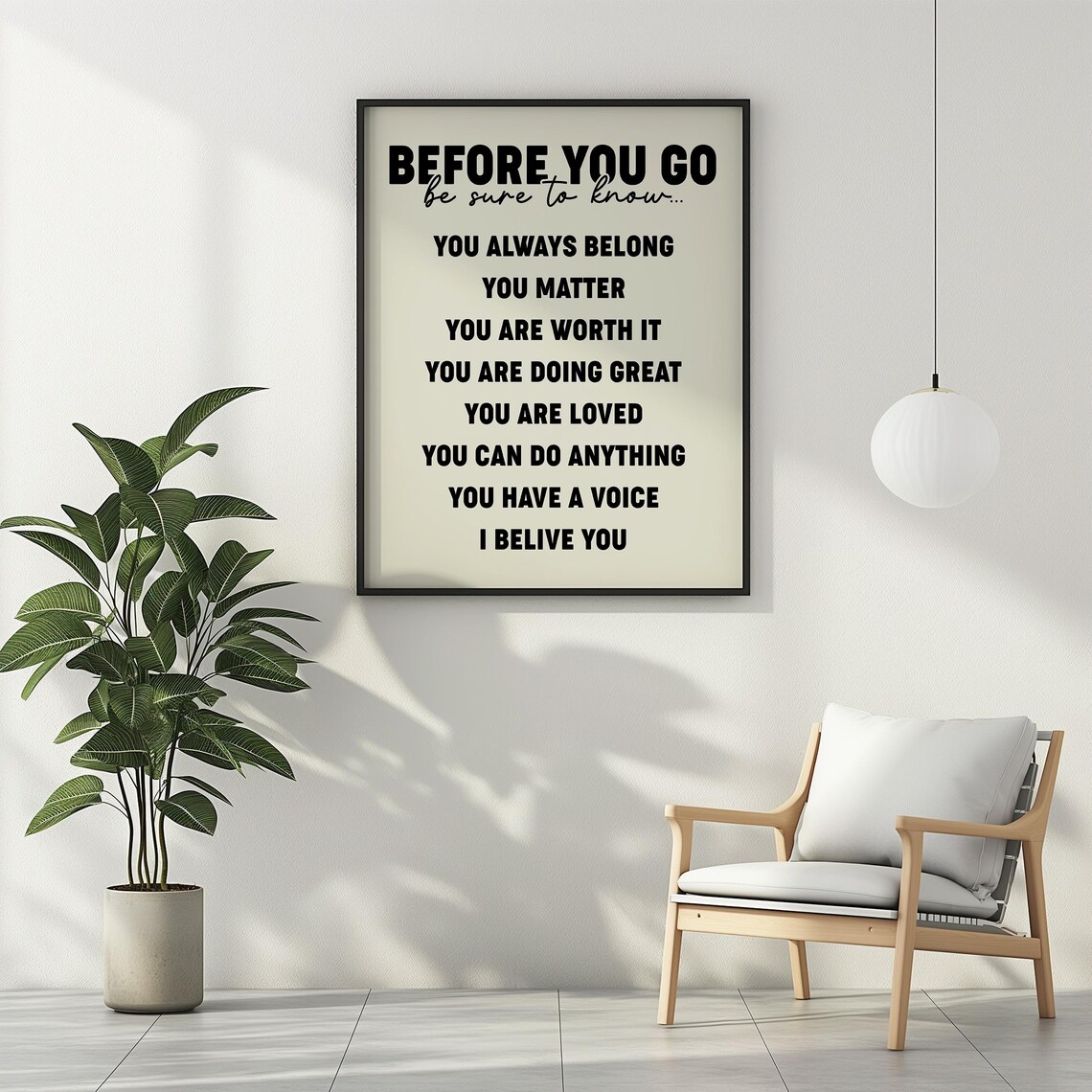 Before You Go Affirmations List Positive Quote Minimalist Wall Poster - Image 3