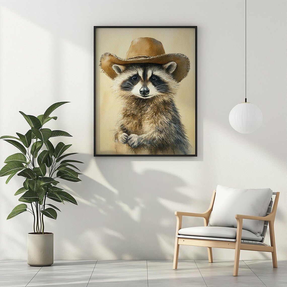 Raccoon Cowboy Hat Funny Animal Nursery Poster - Image 2