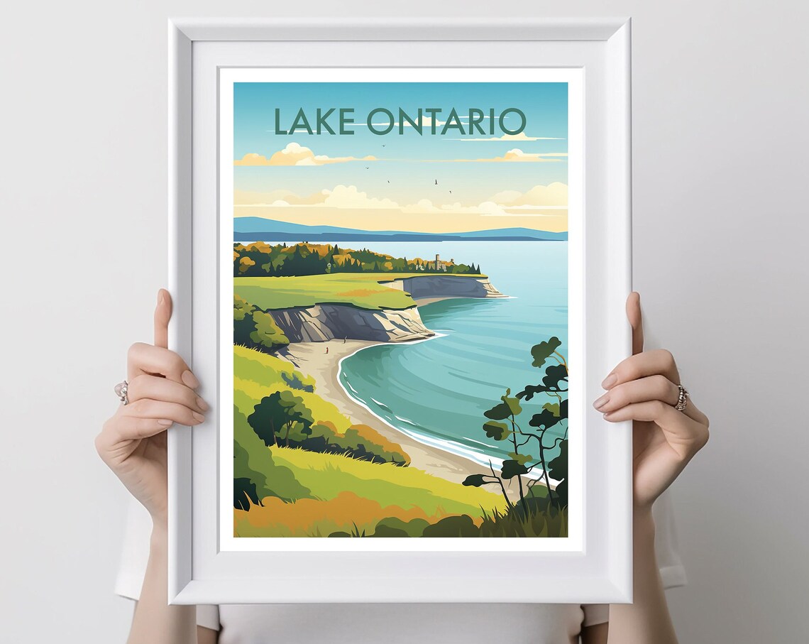 Lake Ontario Travel Poster Art Print, Wall Decor