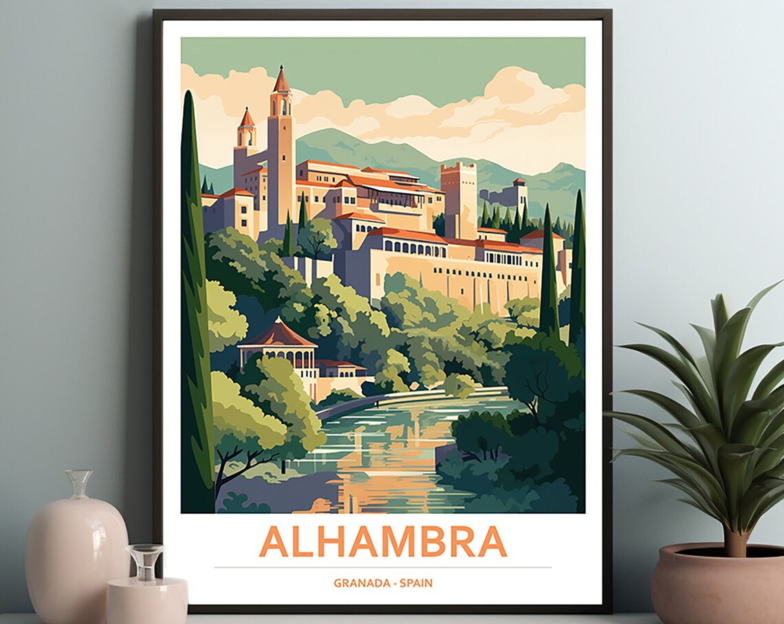 Alhambra Travel Poster, Travel Poster Print
