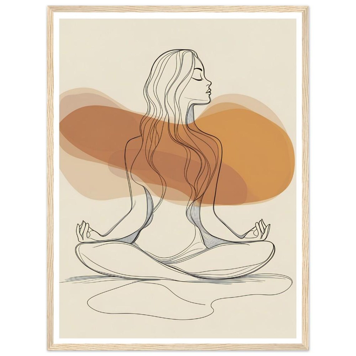 Yoga Meditation Line Art Woman Mindfulness Wellness Boho Style Art Print - Image 2