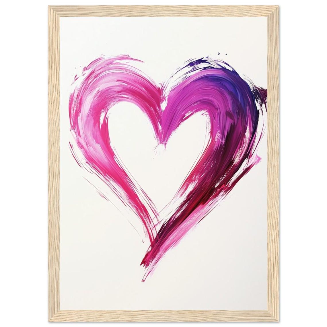 Pink Brushstroke Heart Modern Abstract Passionate Romantic Art Print - Image 2