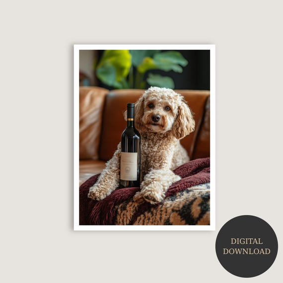 Cute Dog Wine Lover Art