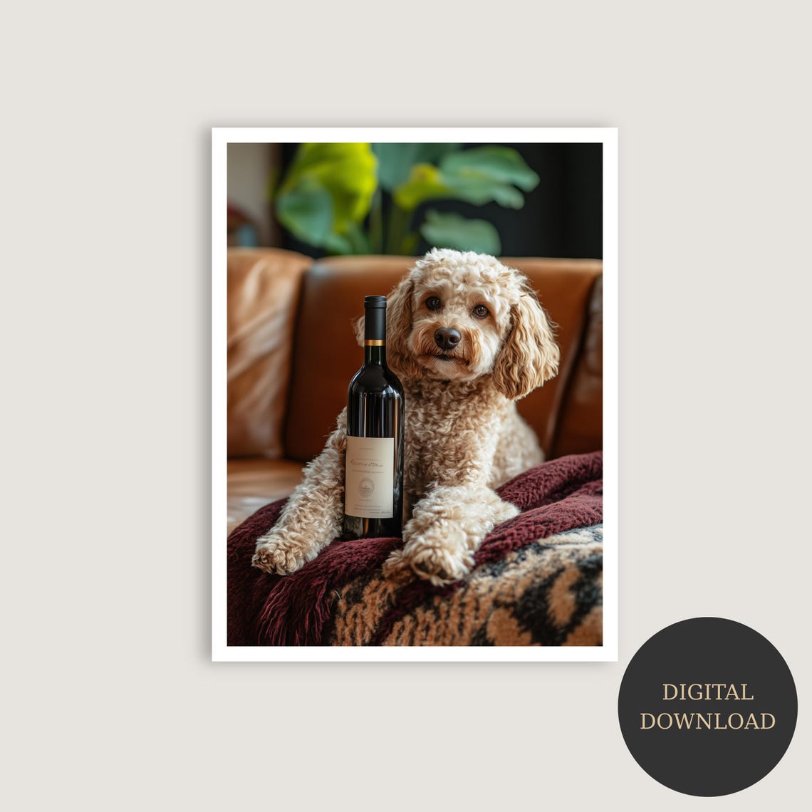Cute Dog Wine Lover Art