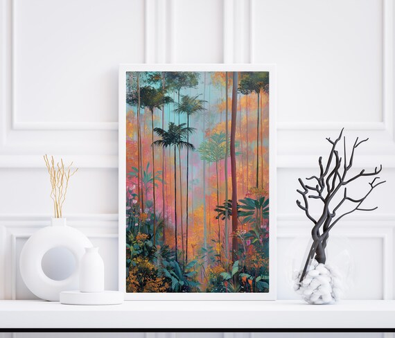 Botanical Poster Tropical Rainforest Jungle Leaves Modern Wall Art
