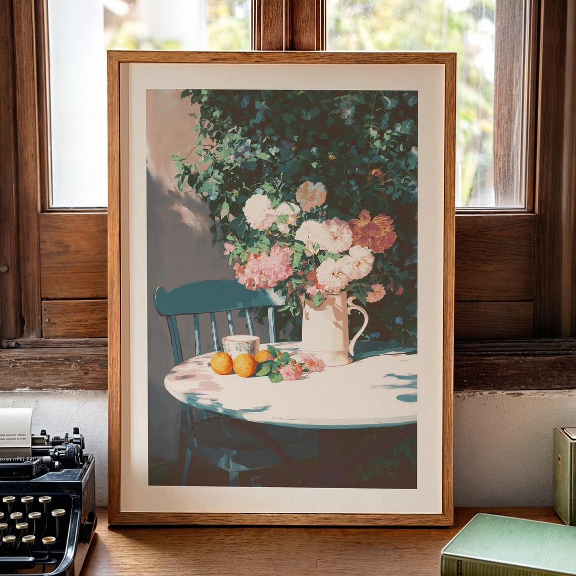 Retro Floral Art Print, Soft Pastel Nostalgic