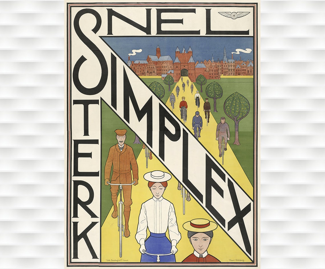 Simplex Snel Sterk Dutch Vintage Bicycle Advertising Classic Poster