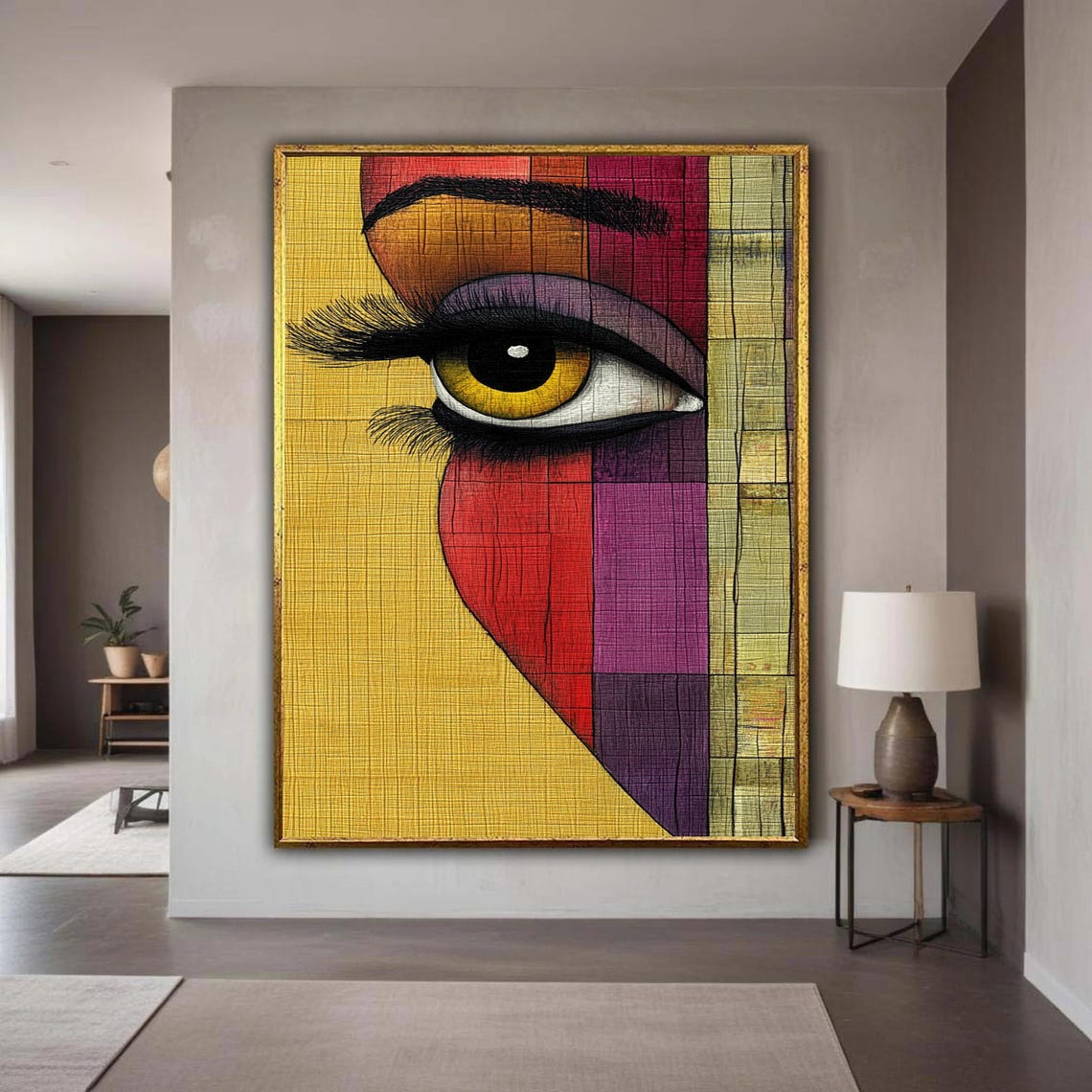 Abstract Geometric Eye Bold Color Block Modern Face Art Poster