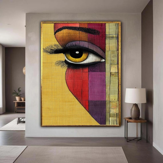 Abstract Geometric Eye Bold Color Block Modern Face Art Poster