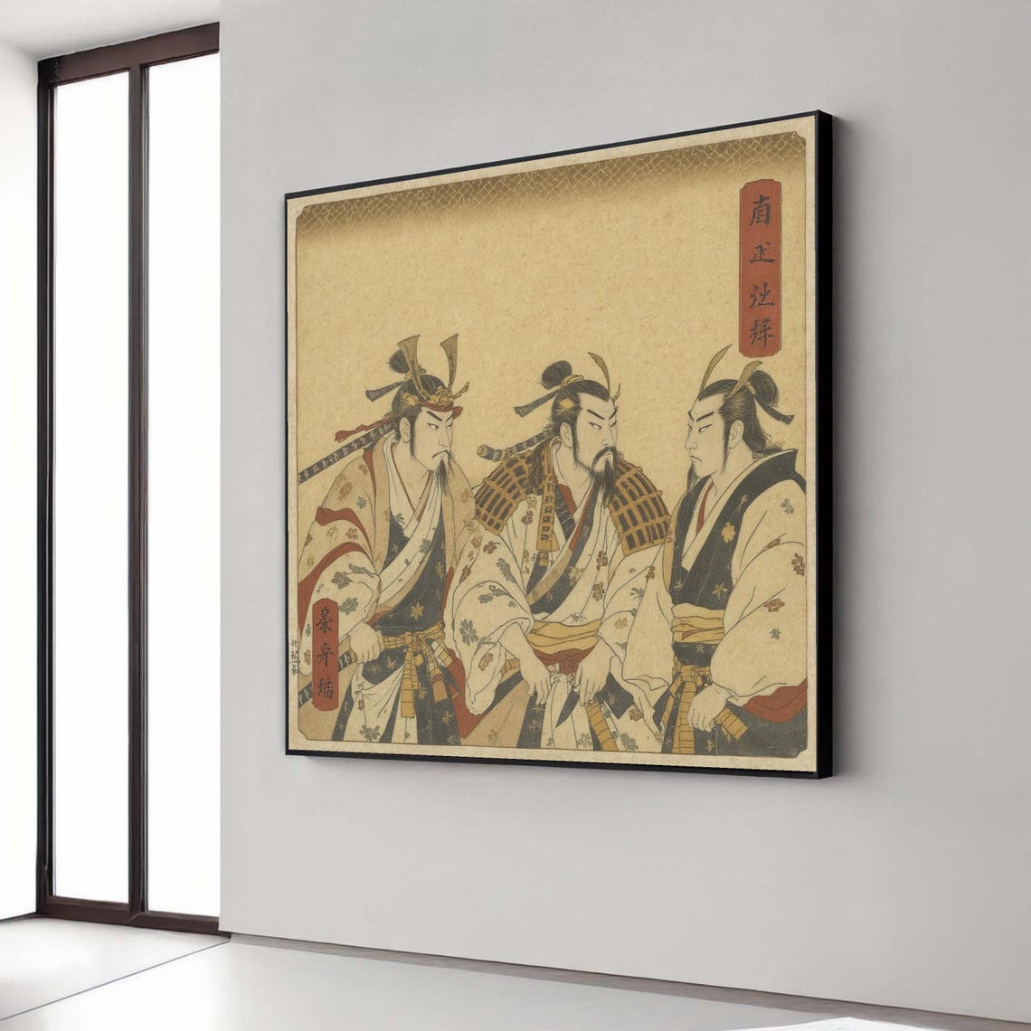 Three Samurai Warriors Vintage Ukiyo E Japanese Woodblock Art Print