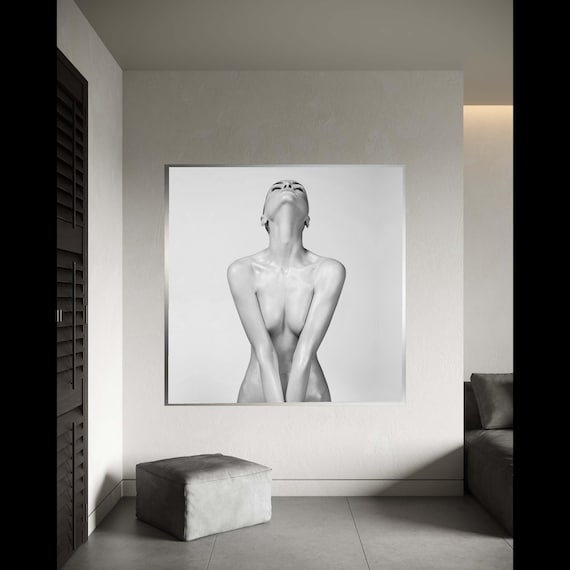 Black White Minimalist Nude Woman Fine Art Elegant Photo Poster