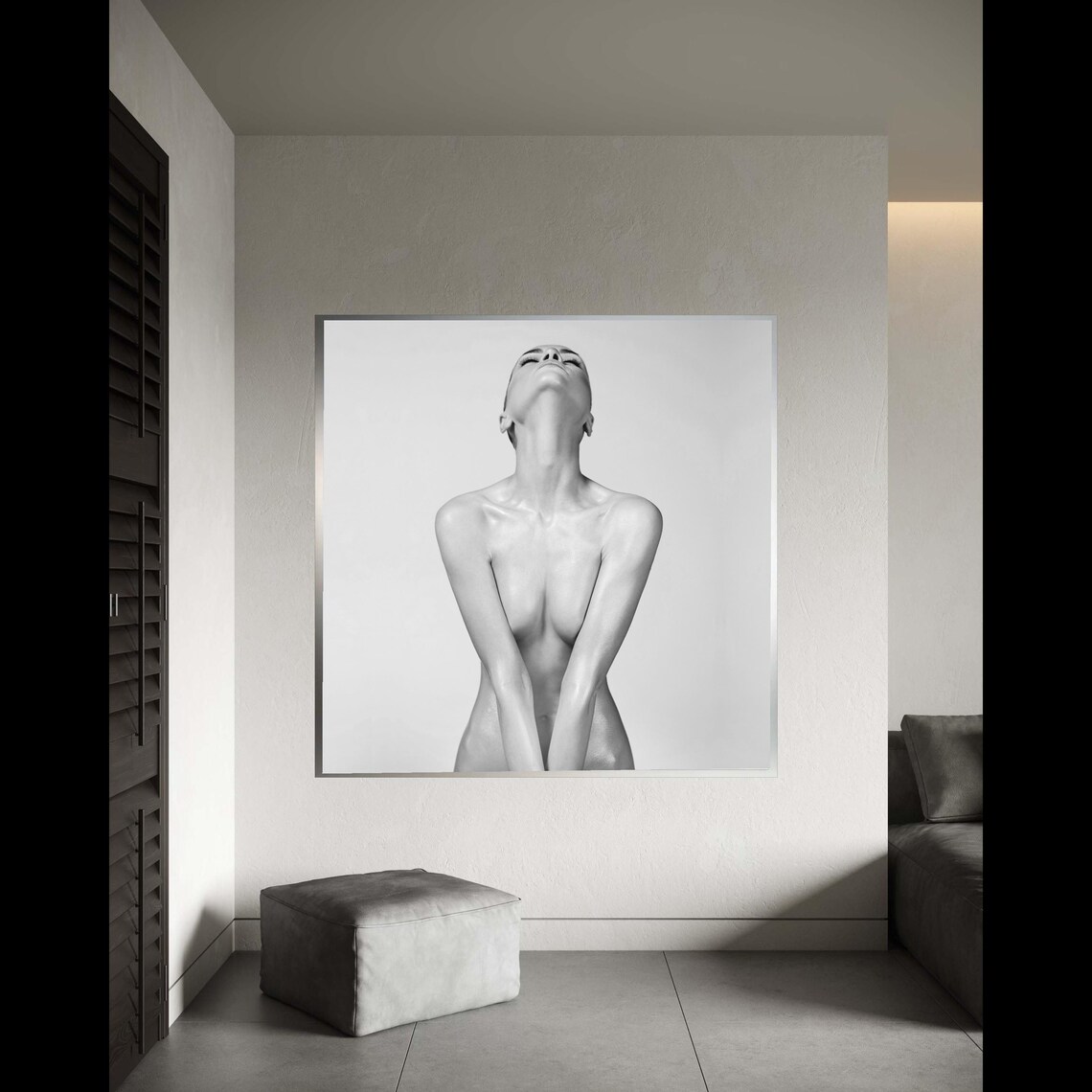 Black White Minimalist Nude Woman Fine Art Elegant Photo Poster