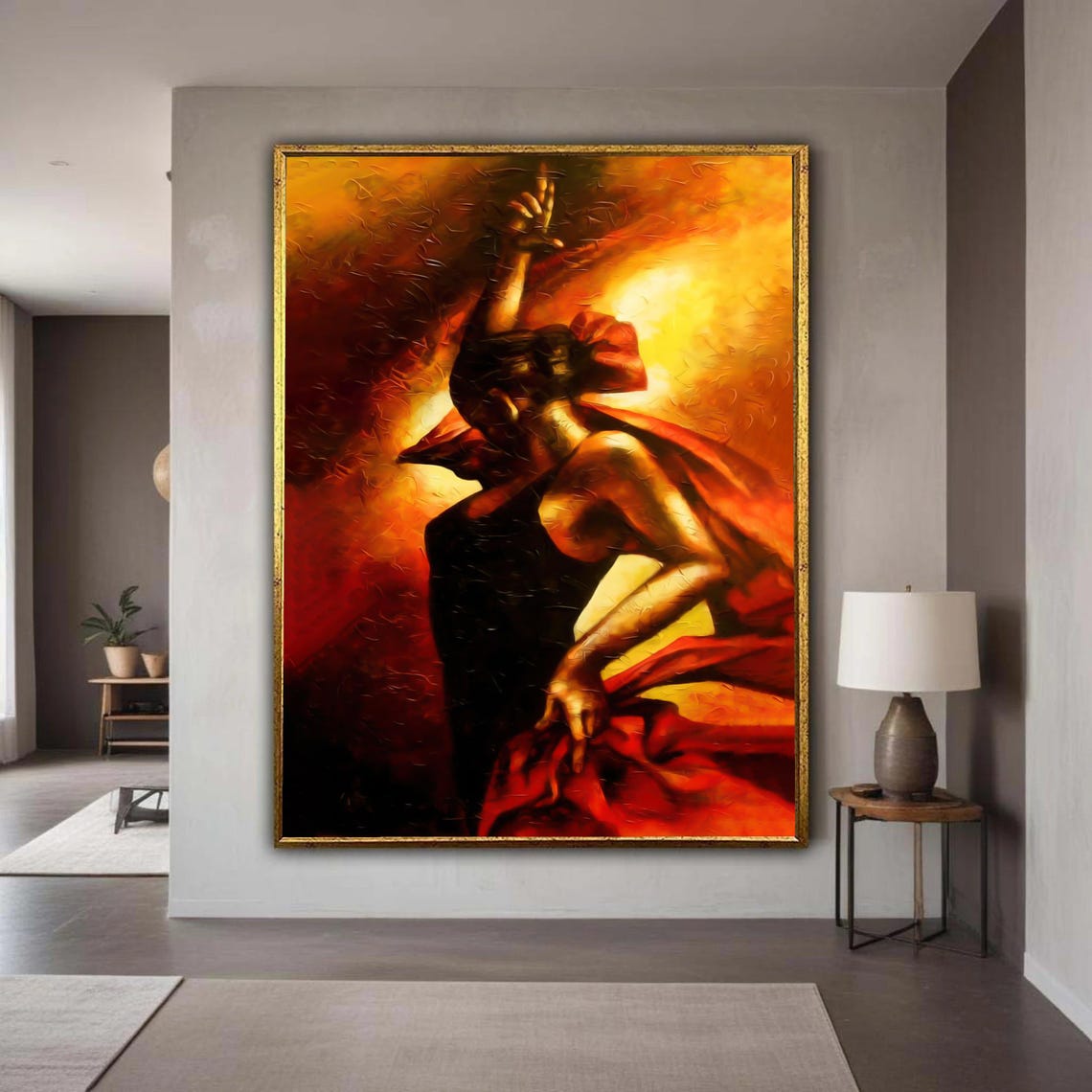 Passionate Flamenco Dancer Fiery Red Spanish Dance Art Poster