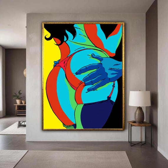 Bold Pop Art Woman Colorful Abstract Canvas Modern Sexy Wall Vibrant Home Decor Contemporary Print Gift