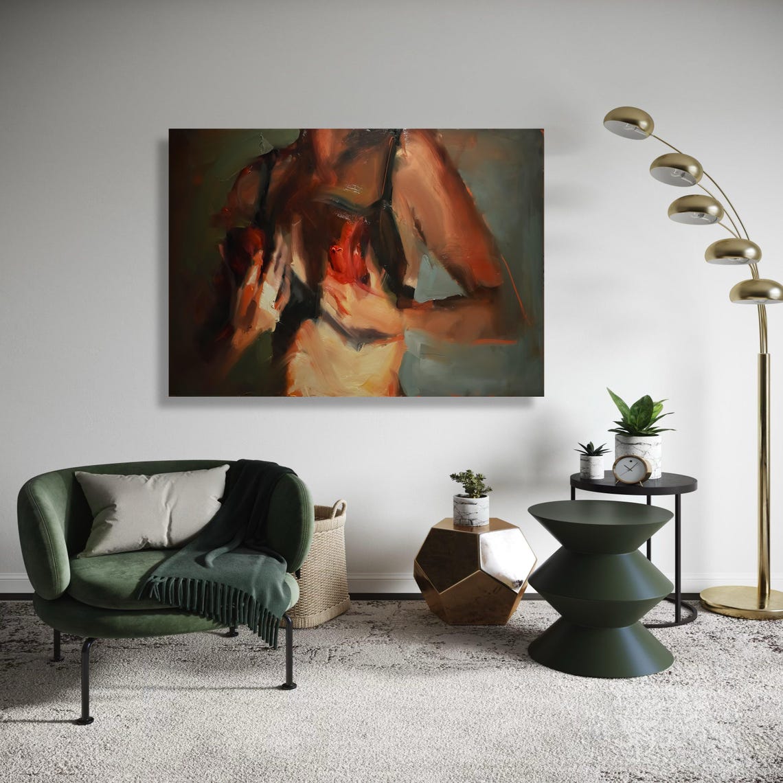 Abstract Female Torso Warm Impressionist Nude Art Poster Modern
