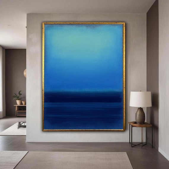 Blue Gradient Abstract Canvas Mark Rothko Style Print Modern Minimalist Wall Art Contemporary Color Field Gift Home Decor