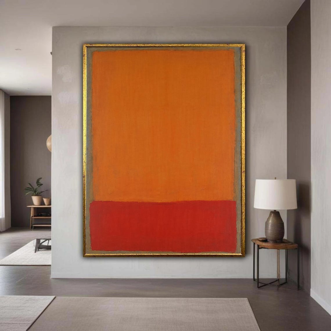 Vibrant Orange And Red Color Field Warm Modern Abstract Art Poster