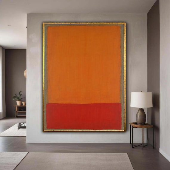 Mark Rothko Inspired Abstract Canvas Wall Art Modern Color Block Painting Orange And Red Decorative Gift Home Decor
