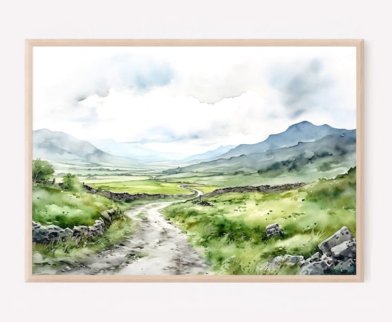 Ring Of Kerry Watercolor Ireland Landscape Art Print