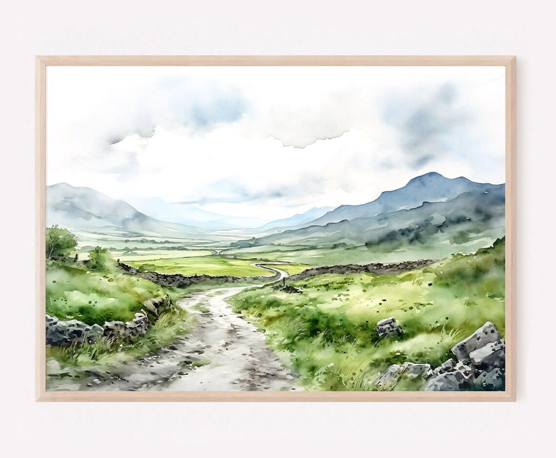 Ring Of Kerry Watercolor Ireland Landscape Art Print