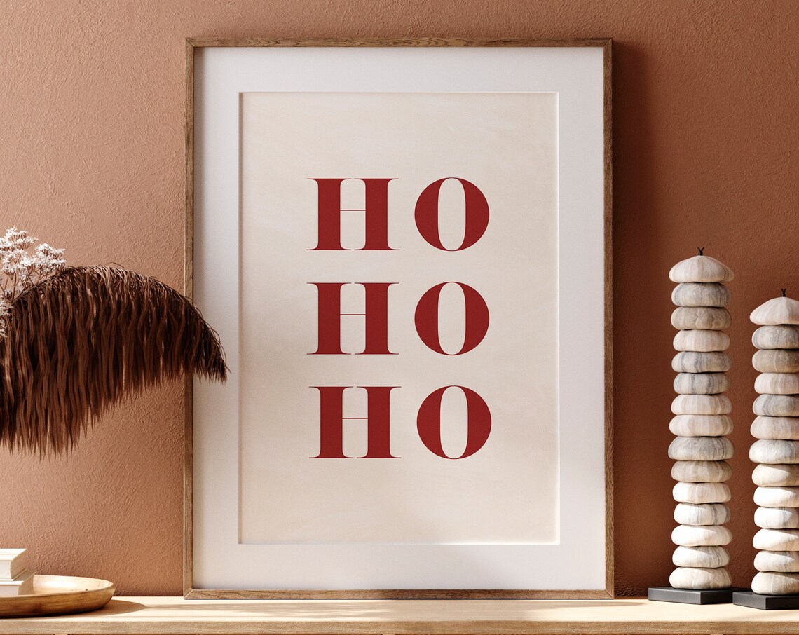 Ho Ho Ho Christmas Festive Wall Art Print