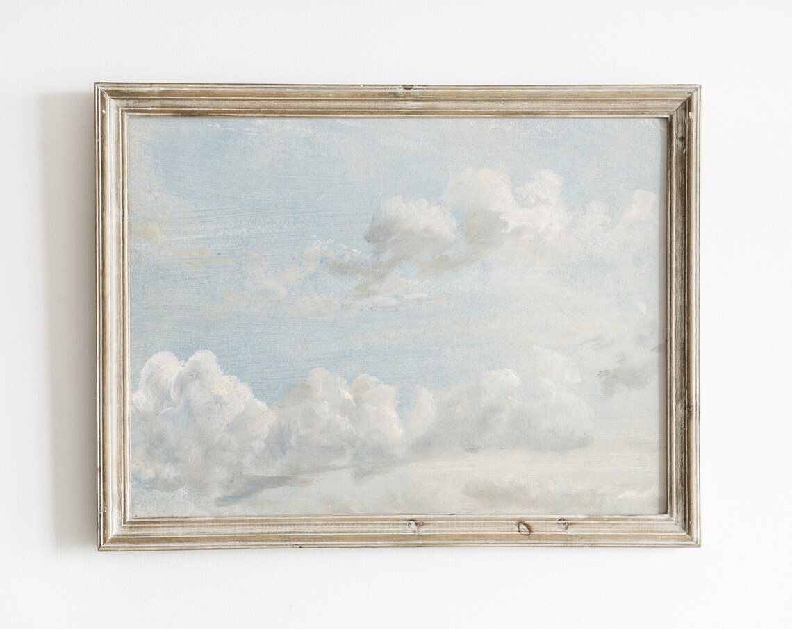 Vintage Cloud Painting, Pastel Nursery Art Print
