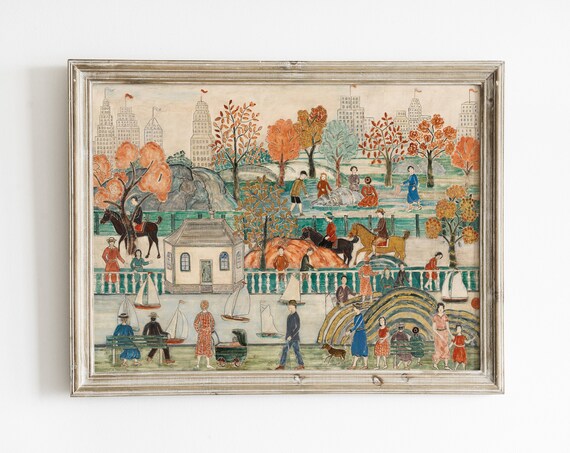 New York Central Park Vintage Cityscape Art Print