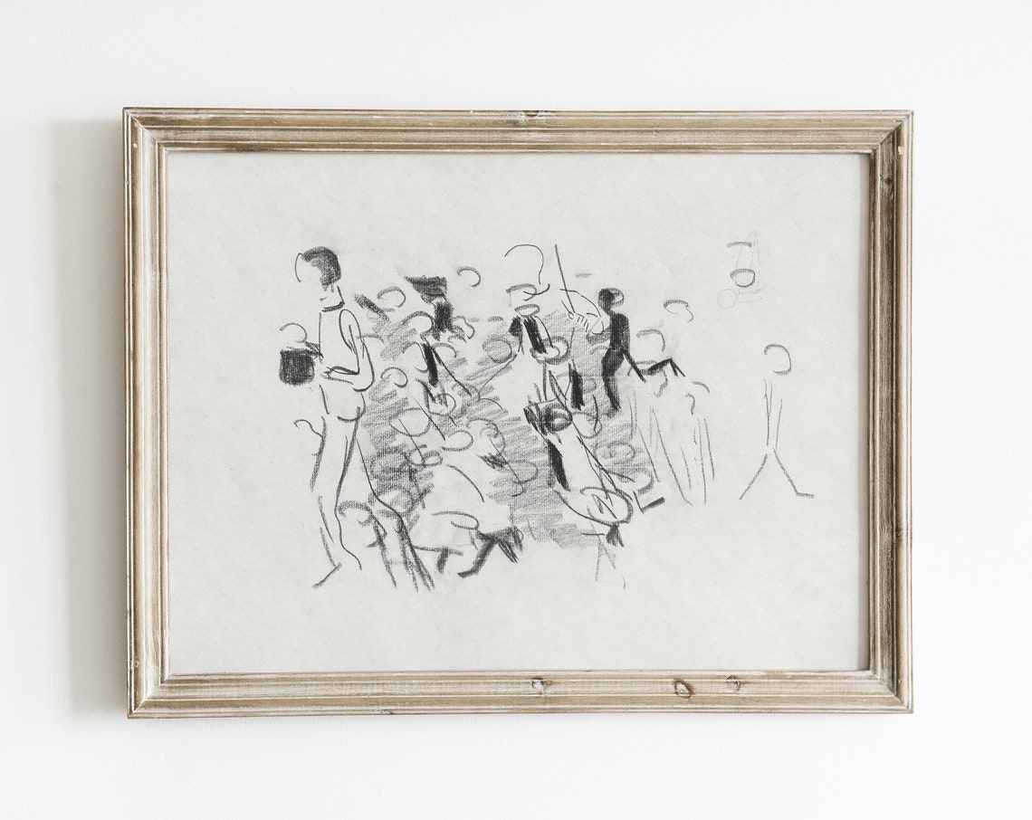 Abstract People Sketch, Minimalist Vintage Art Print