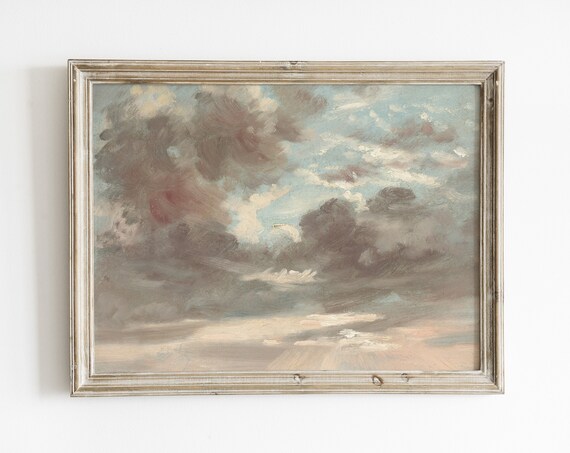 Cloud Painting Vintage Print Antique Sky Nursery Wall Art Art Print
