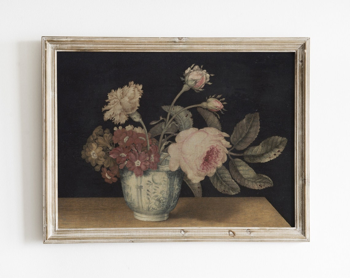 Flower Oil Painting Vintage Flower Print Still Life Painting Vintage Art Print Flower Painting Art