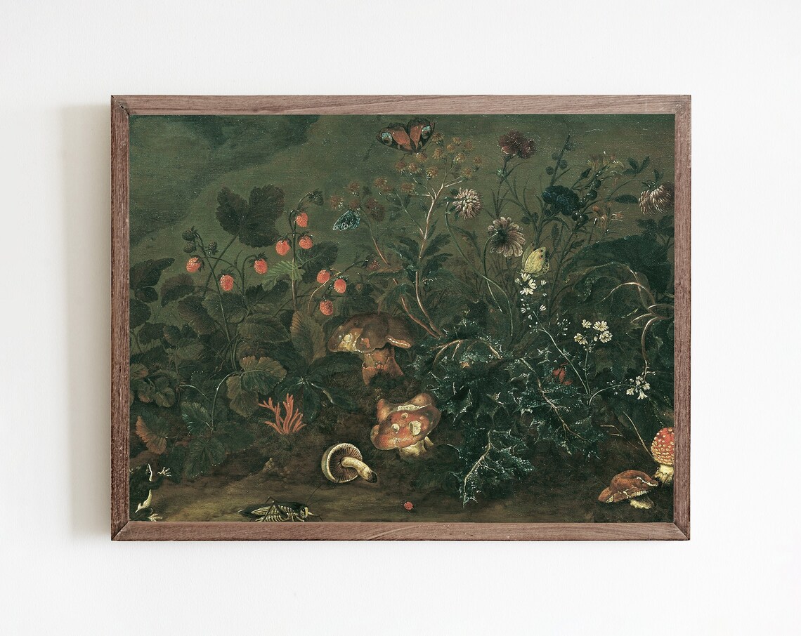 Moody Botanical Cottagecore Nursery Art Print